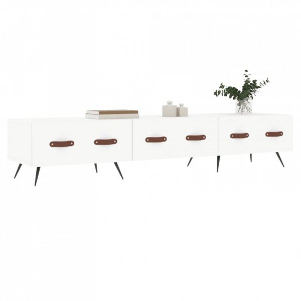Szafka pod TV, biała, 150x36x30 cm, materiał drewnopochodny