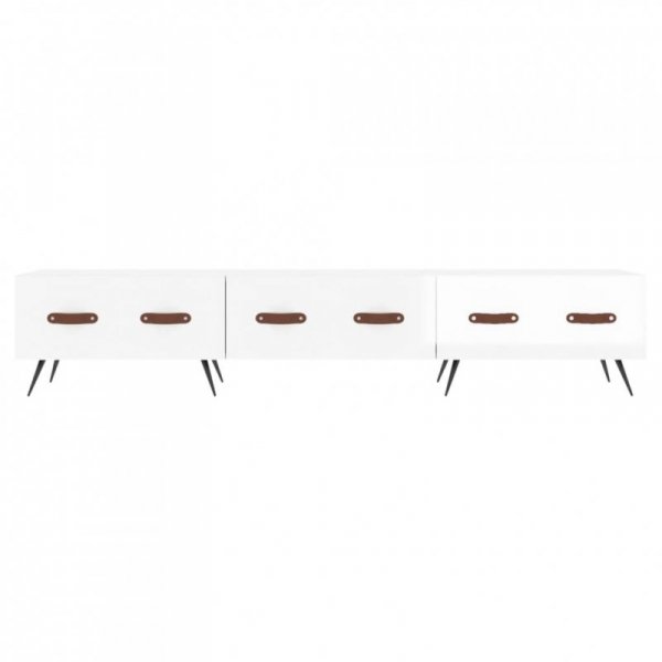Szafka pod TV, wysoki połysk, biała, 150x36x30 cm