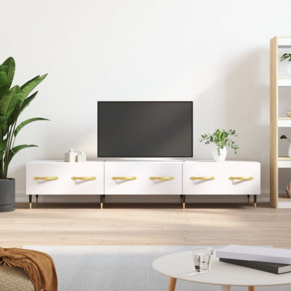 Szafka pod TV, biała, 150x36x30 cm, materiał drewnopochodny
