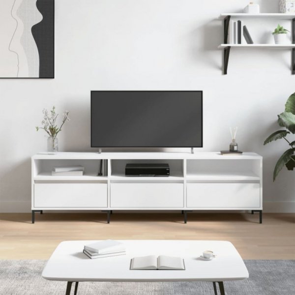 Szafka pod TV, biała, 150x30x44,5 cm, materiał drewnopochodny