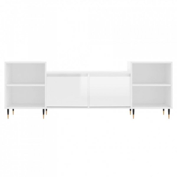 Szafka pod TV, wysoki połysk, biała, 160x35x55 cm