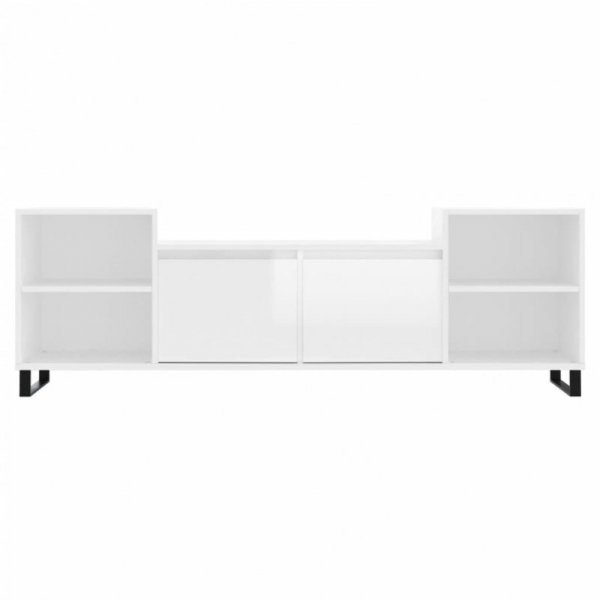 Szafka pod TV, wysoki połysk, biała, 160x35x55 cm