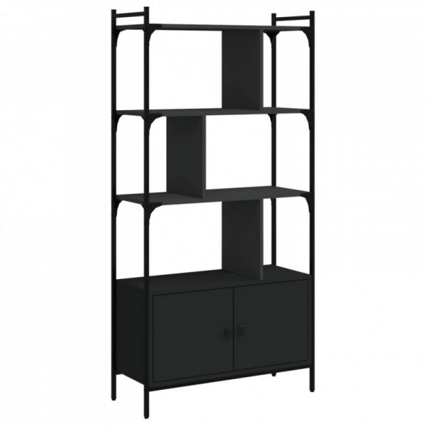 Biblioteczka z drzwiczkami, czarna, 76,5x30x154,5 cm