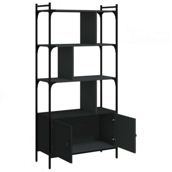 Biblioteczka z drzwiczkami, czarna, 76,5x30x154,5 cm