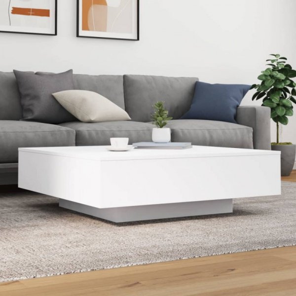 Stolik kawowy z oświetleniem LED, biały, 100x100x30 cm