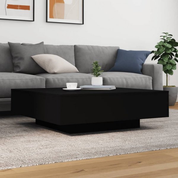 Stolik kawowy z oświetleniem LED, czarny, 100x100x30 cm