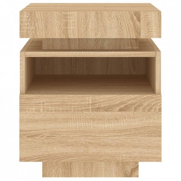 Szafki nocne z LED, 2 szt., dąb sonoma, 40x39x48,5 cm