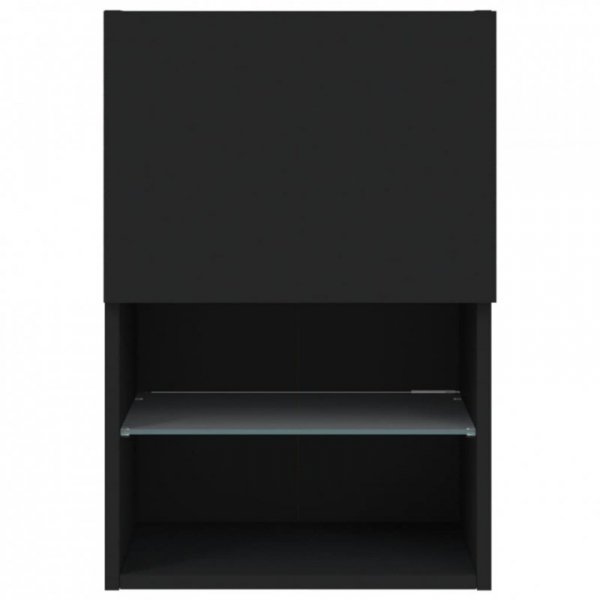 Szafki TV, z LED, 2 szt., czarne, 40,5x30x60 cm