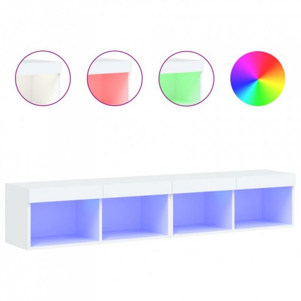 Szafki TV, z LED, 2 szt., białe, 80x30x30 cm