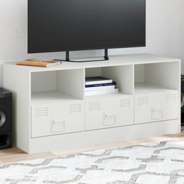 Szafka pod telewizor, biała, 99x39x44 cm, stalowa