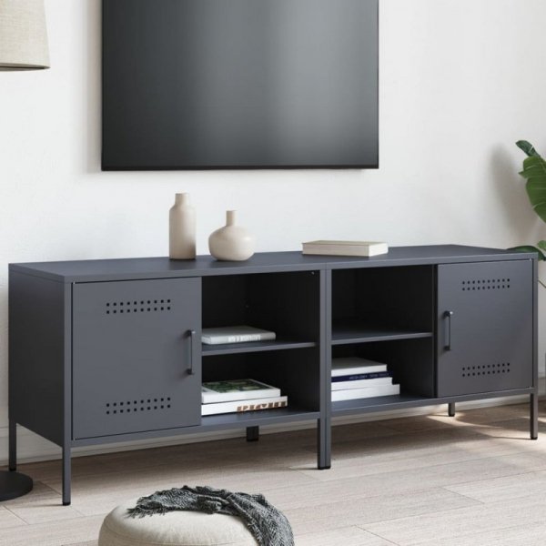 Szafki pod TV, 2 szt., antracytowe, 68x39x50,5 cm, stalowe