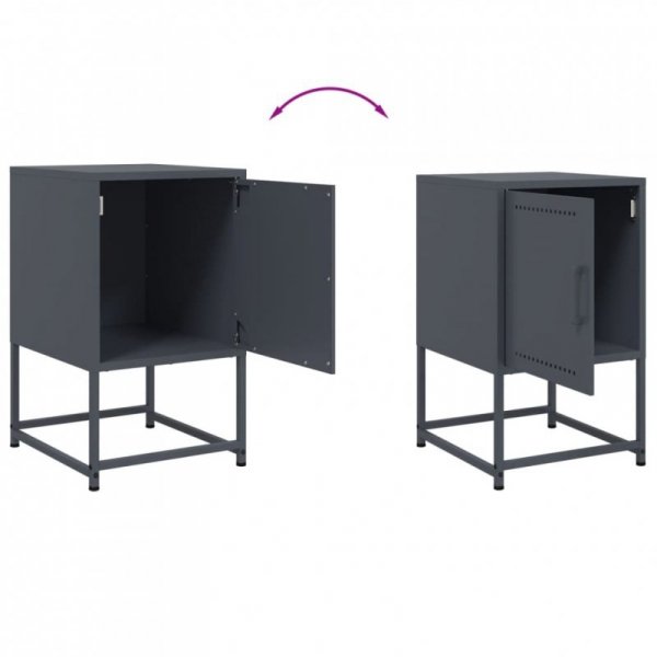 Szafki nocne, 2 szt., antracytowe, 36x39x60,5 cm, stal