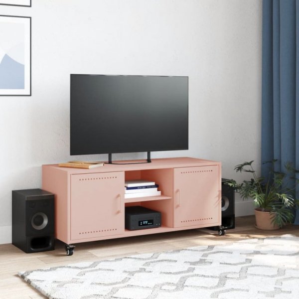 Szafka RTV, różowa, 100,5x39x43,5 cm, stal