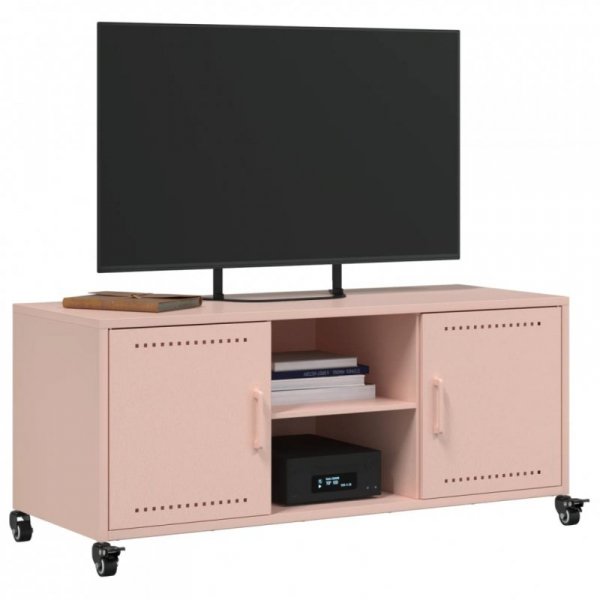 Szafka RTV, różowa, 100,5x39x43,5 cm, stal