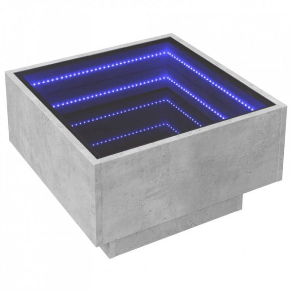 Stolik kawowy z LED, szarość betonu, 50x50x30 cm