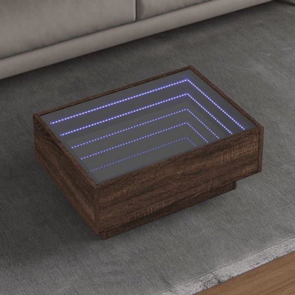 Stolik kawowy z LED, brązowy dąb, 70x50x30 cm