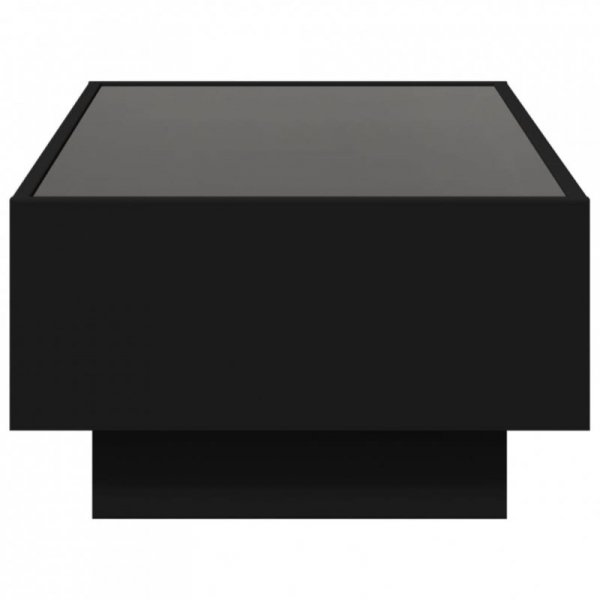 Stolik kawowy z LED, czarny, 90x50x30 cm