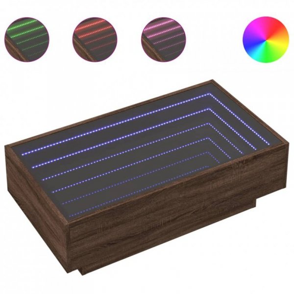 Stolik kawowy z LED, brązowy dąb, 90x50x30 cm