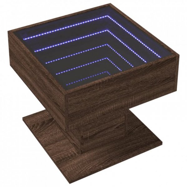 Stolik kawowy z LED, brązowy dąb, 50x50x45 cm