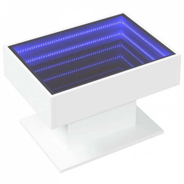 Stolik kawowy z LED, biały, 70x50x45cm, materiał drewnopochodny