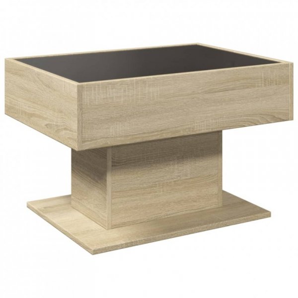 Stolik kawowy z LED, dąb sonoma, 70x50x45 cm