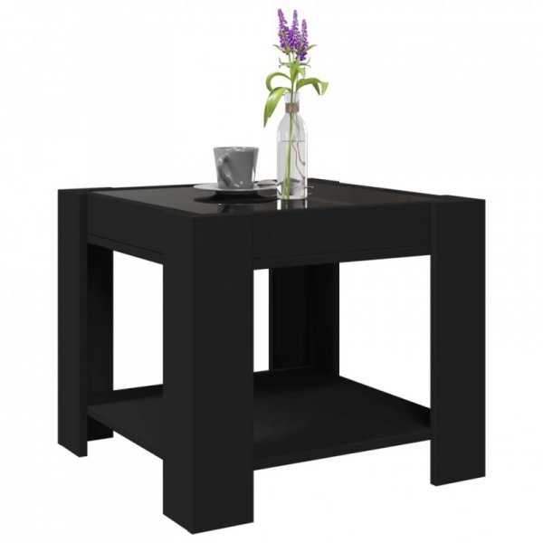 Stolik kawowy z LED, czarny, 53x53x45 cm