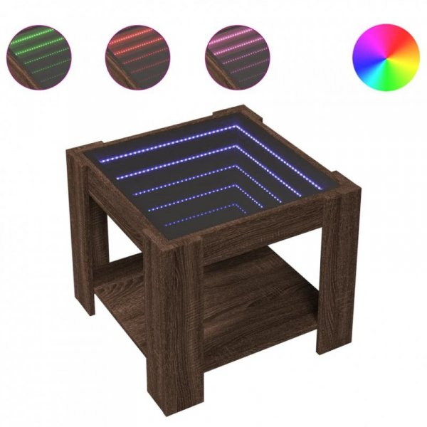 Stolik kawowy z LED, brązowy dąb, 53x53x45 cm