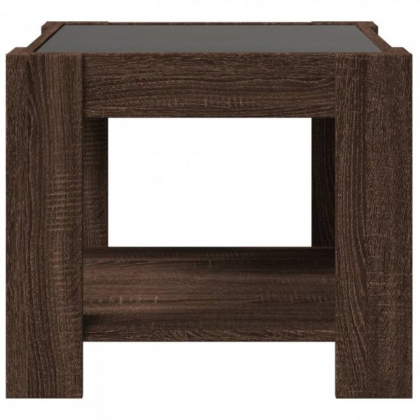 Stolik kawowy z LED, brązowy dąb, 53x53x45 cm