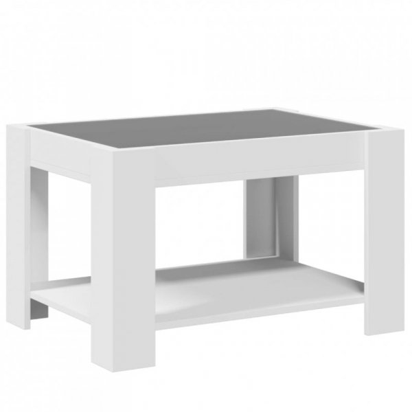 Stolik kawowy z LED, biały 73x53x45 cm, materiał drewnopochodny