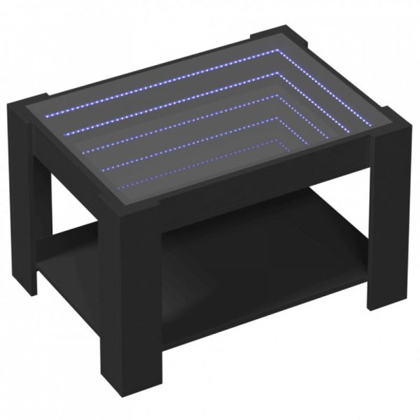 Stolik kawowy z LED czarny 73x53x45 cm, materiał drewnopochodny