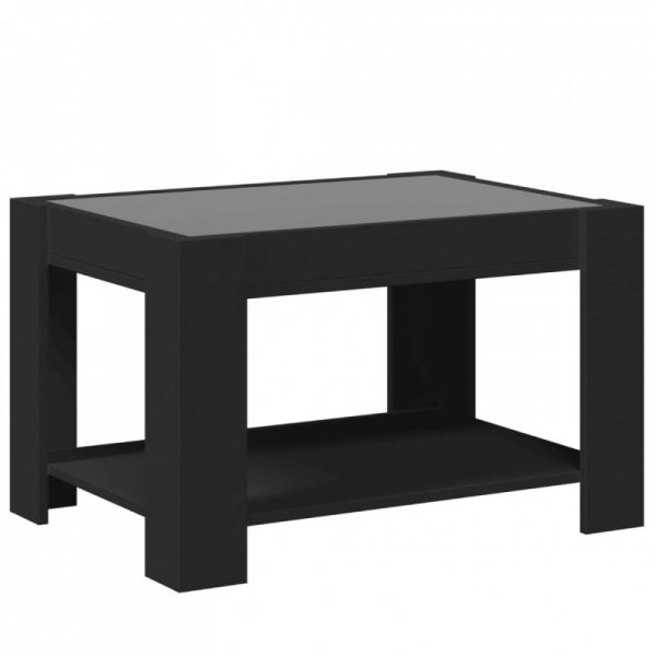 Stolik kawowy z LED czarny 73x53x45 cm, materiał drewnopochodny