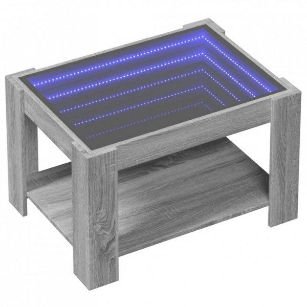 Stolik kawowy z LED, szary dąb sonoma, 73x53x45 cm