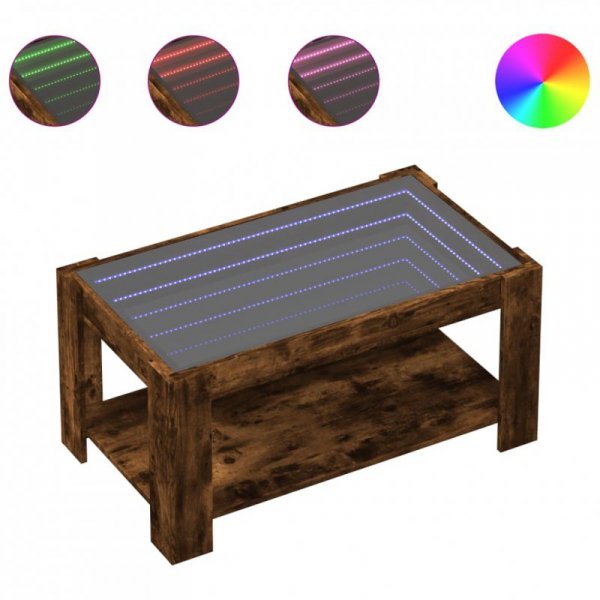 Stolik kawowy z LED, opalany dąb, 93x53x45 cm