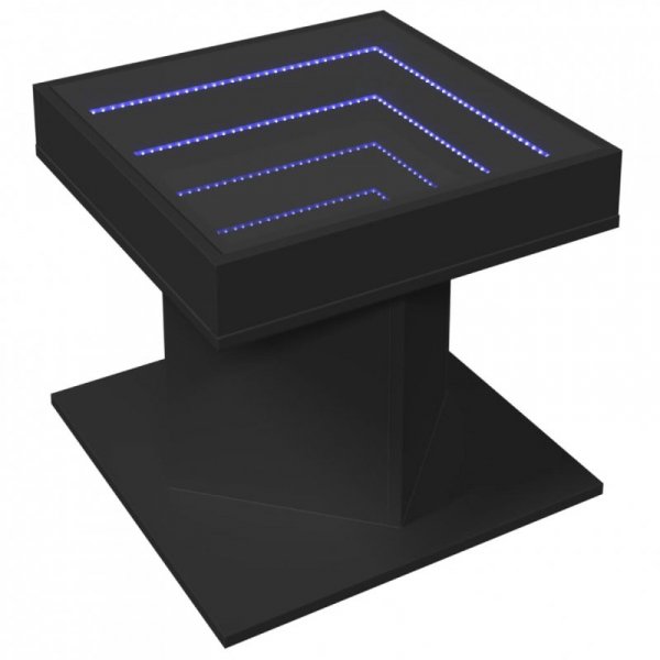 Stolik kawowy z LED czarny 50x50x45 cm, materiał drewnopochodny