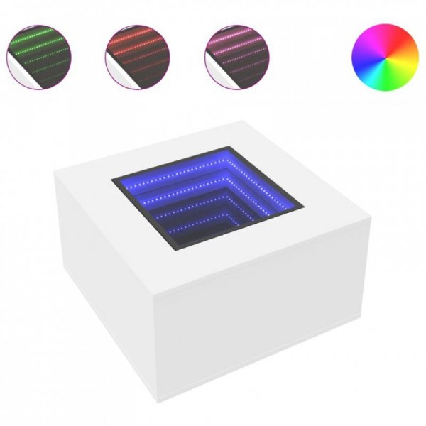Stolik kawowy z LED, biały, 60x60x40 cm
