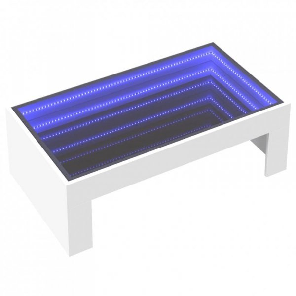 Stolik kawowy z LED Infinity, biały, 90x50x30 cm