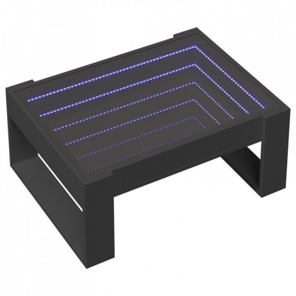 Stolik kawowy z LED Infinity, czarny, 70x53x30 cm