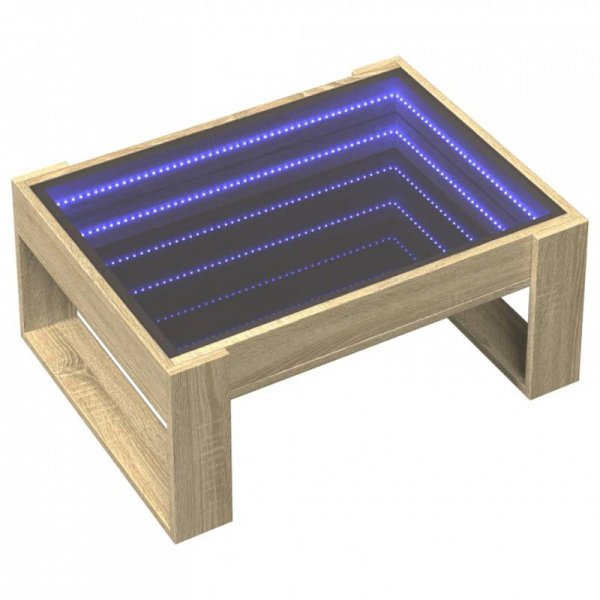 Stolik kawowy z LED Infinity, dąb sonoma, 70x53x30 cm