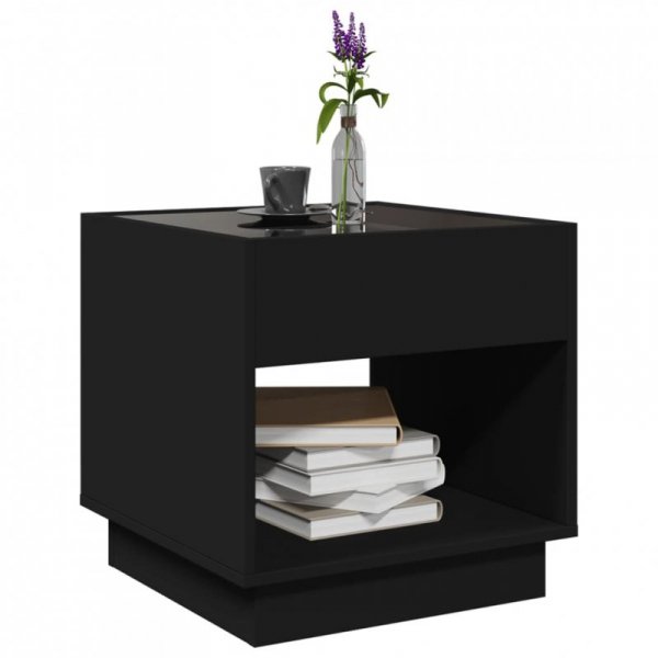 Stolik kawowy z LED Infinity, czarny, 50x50x50 cm