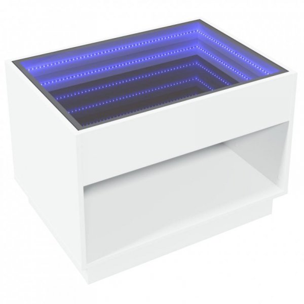 Stolik kawowy z LED Infinity, biały, 70x50x50 cm