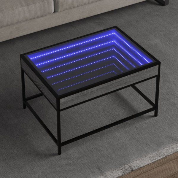 Stolik kawowy z LED Infinity, szary dąb sonoma, 70x50x41 cm