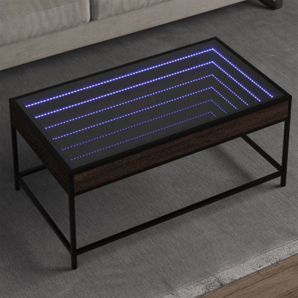 Stolik kawowy z LED Infinity, brązowy dąb, 90x50x41 cm
