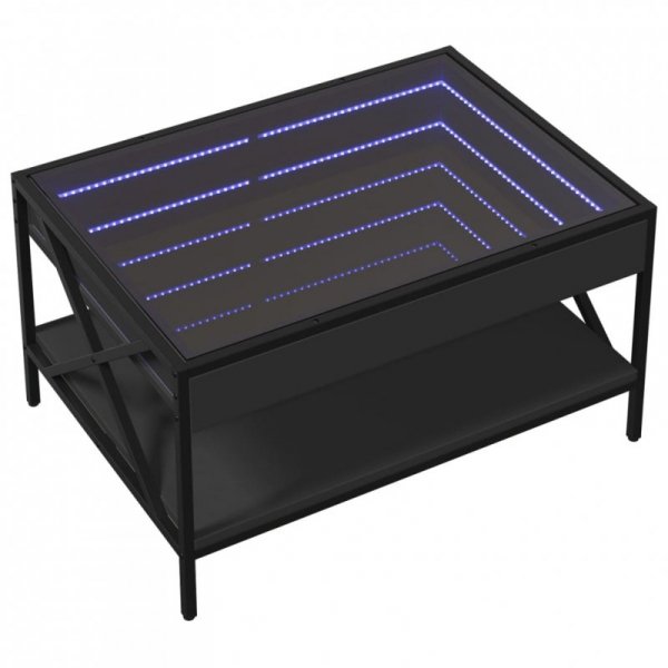 Stolik kawowy z LED Infinity, czarny, 70x50x38 cm