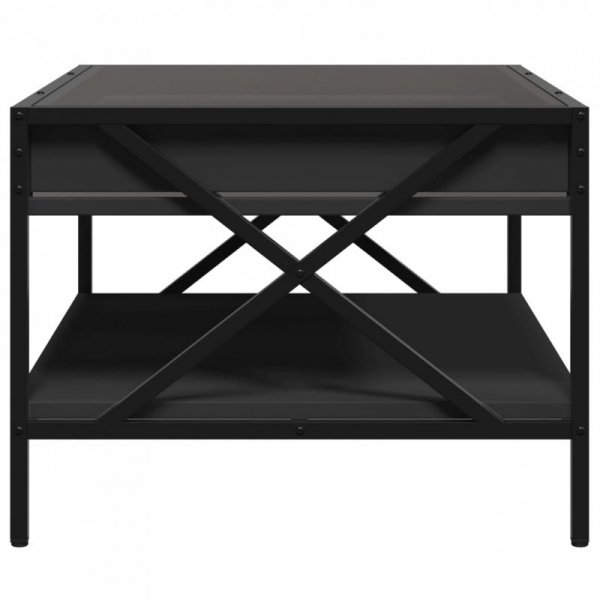 Stolik kawowy z LED Infinity, czarny, 70x50x38 cm