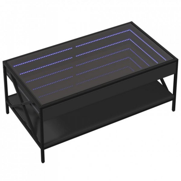 Stolik kawowy z LED Infinity, czarny, 90x50x38 cm