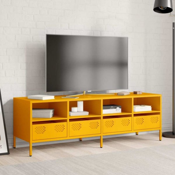 Szafka RTV, żółta, 135x39x43,5 cm, stal walcowana na zimno