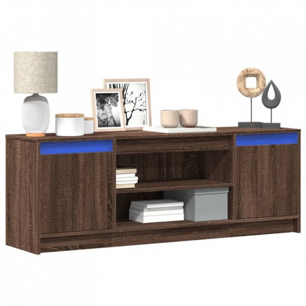 Szafka pod TV z LED, brązowy dąb, 139,5x34x50 cm