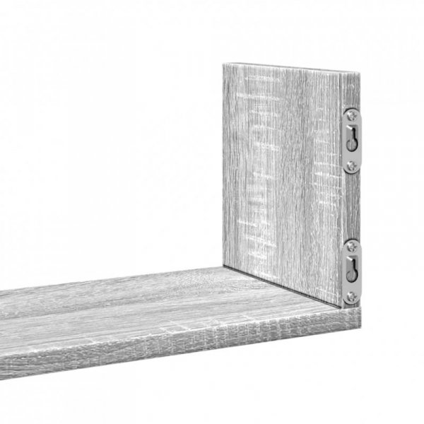 Półki ścienne, 3 szt., szary dąb sonoma, 58x18x18 cm