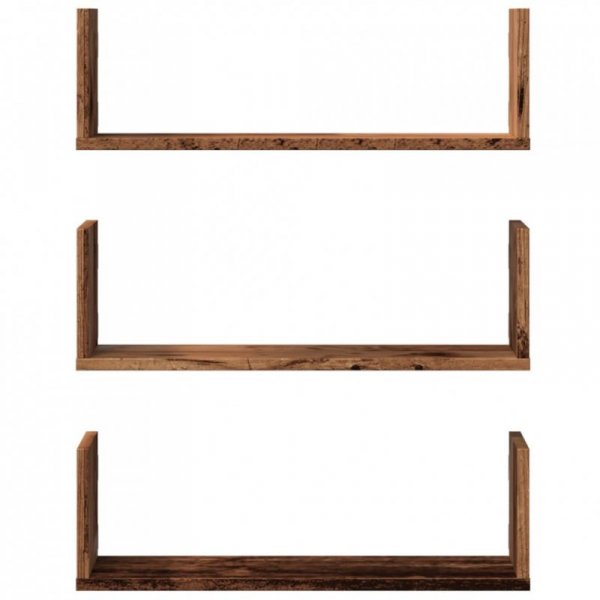Półki ścienne, 3 szt., stare drewno, 58x18x18 cm