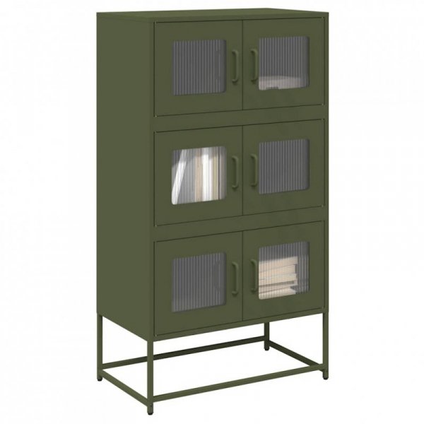 Komoda Oliwkowo-zielona 68x39x123 cm Stal